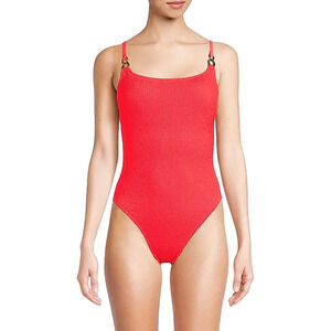 LILLY PULITZER Womens Alizee Crinkled One-Piece Swimsuit Size 10 Mizner Red NWT
